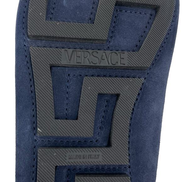 Versace La Medusa Suede Driver Loafers Moccasins Navy Blue Size 42 - Picture 10 of 12